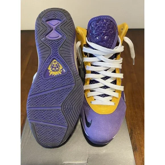 Nike Lebron 8 Lakers Purple Yellow Suede 2020 DC8380-500 Shoes Mens 10.5 w/Box - Picture 5 of 5